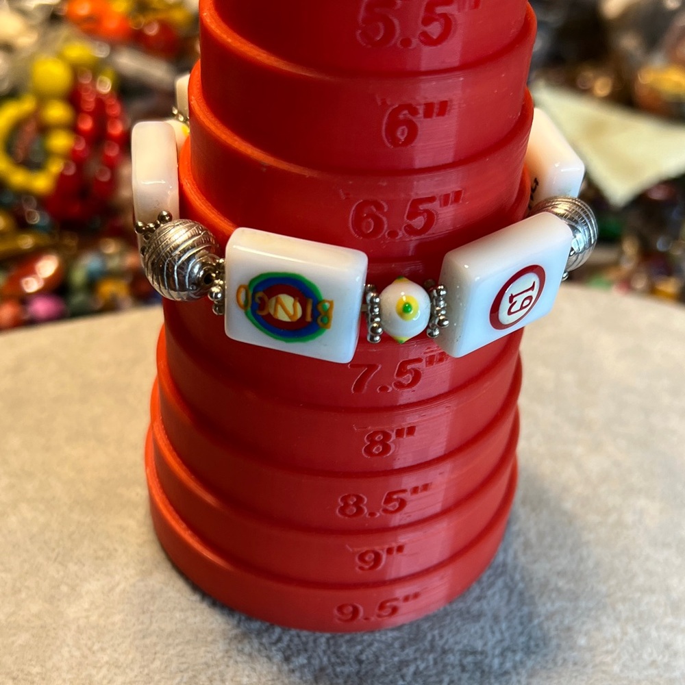 Colorful Beaded Bingo Bracelet with White Accents